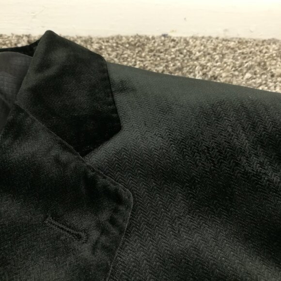 Emporio Armani Blazer Jacket Velvet G Line Herringbone Black 42R - Picture 3 of 13